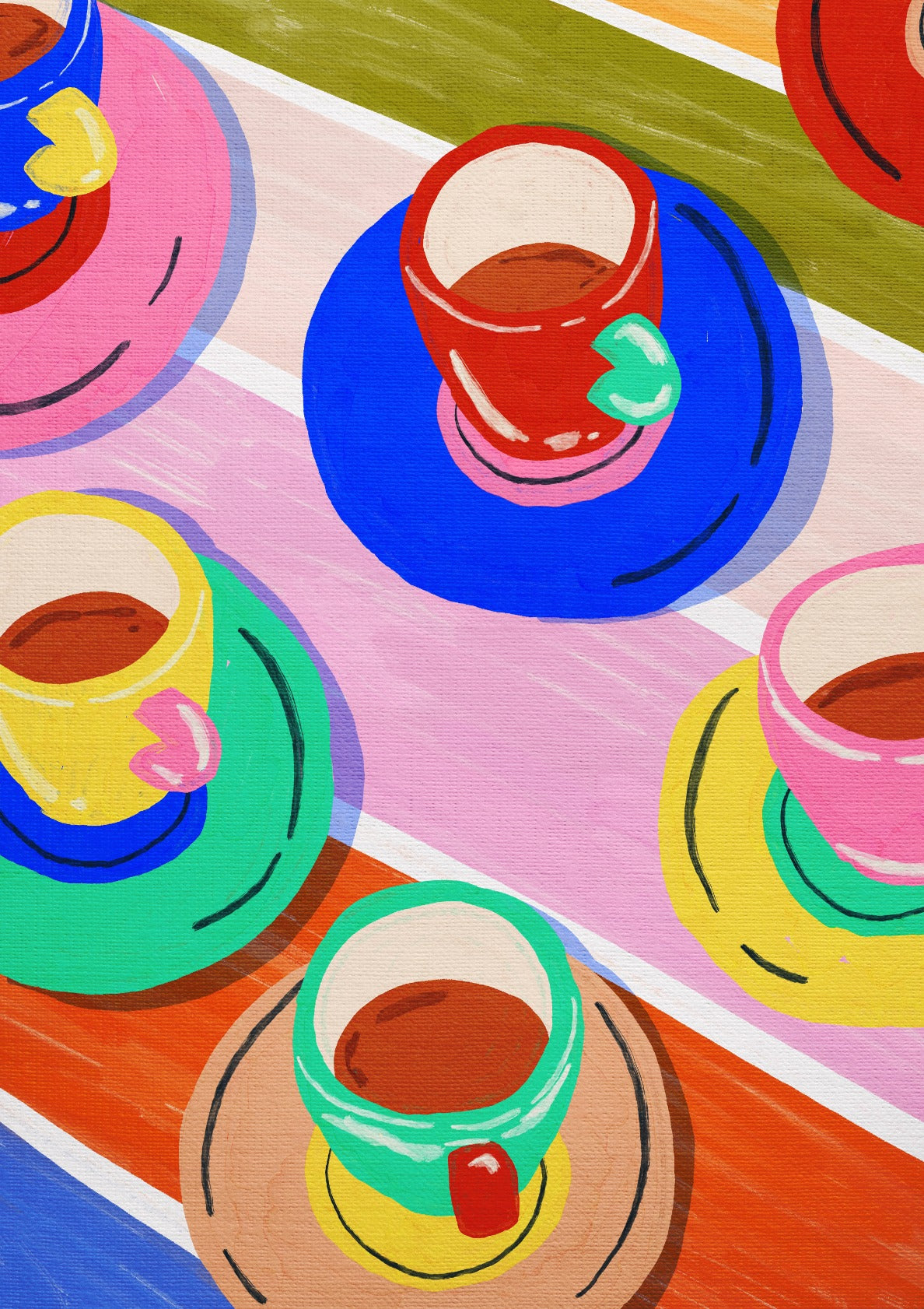 Colorful Coffee Cups Art