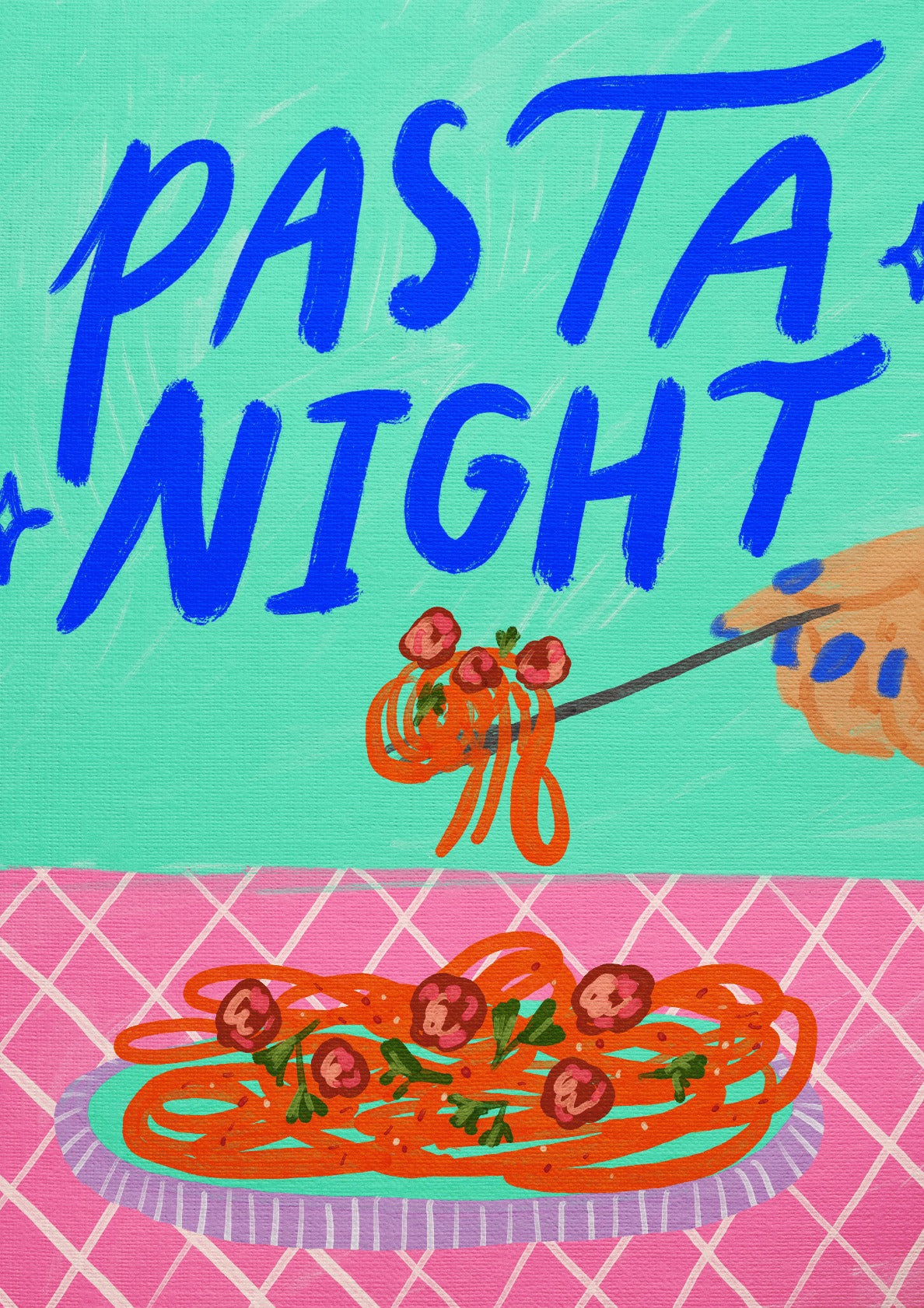 Pasta Night Artwork Blue