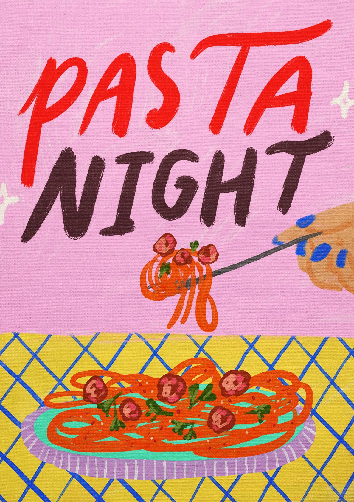 Pasta Night Artwork Pink
