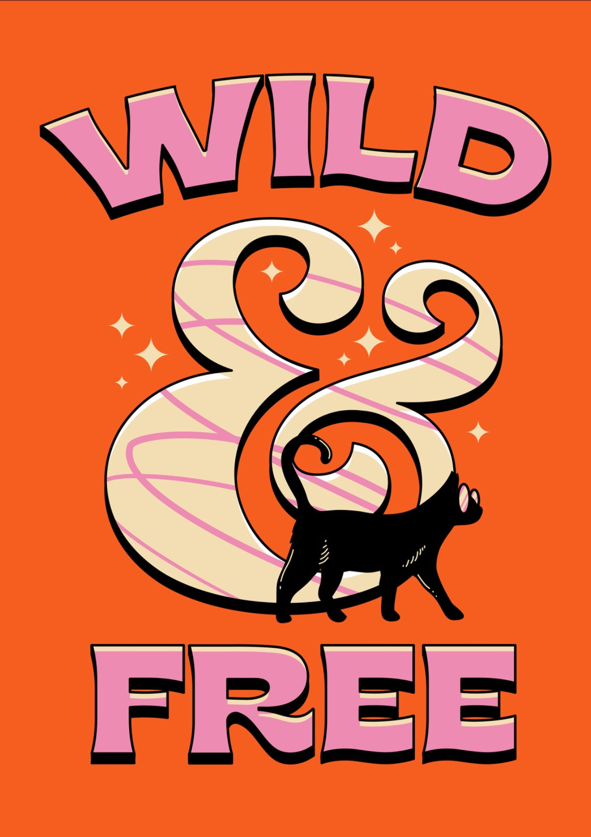 Wild & Free Black Cat in orange