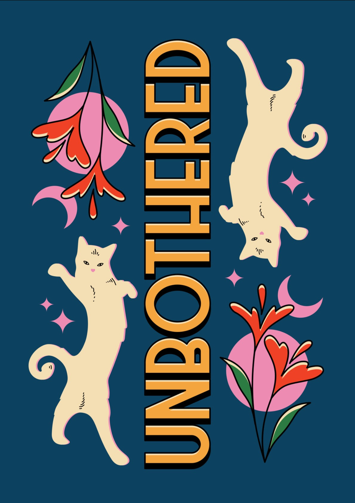 Unbothered White Cat in dark blue