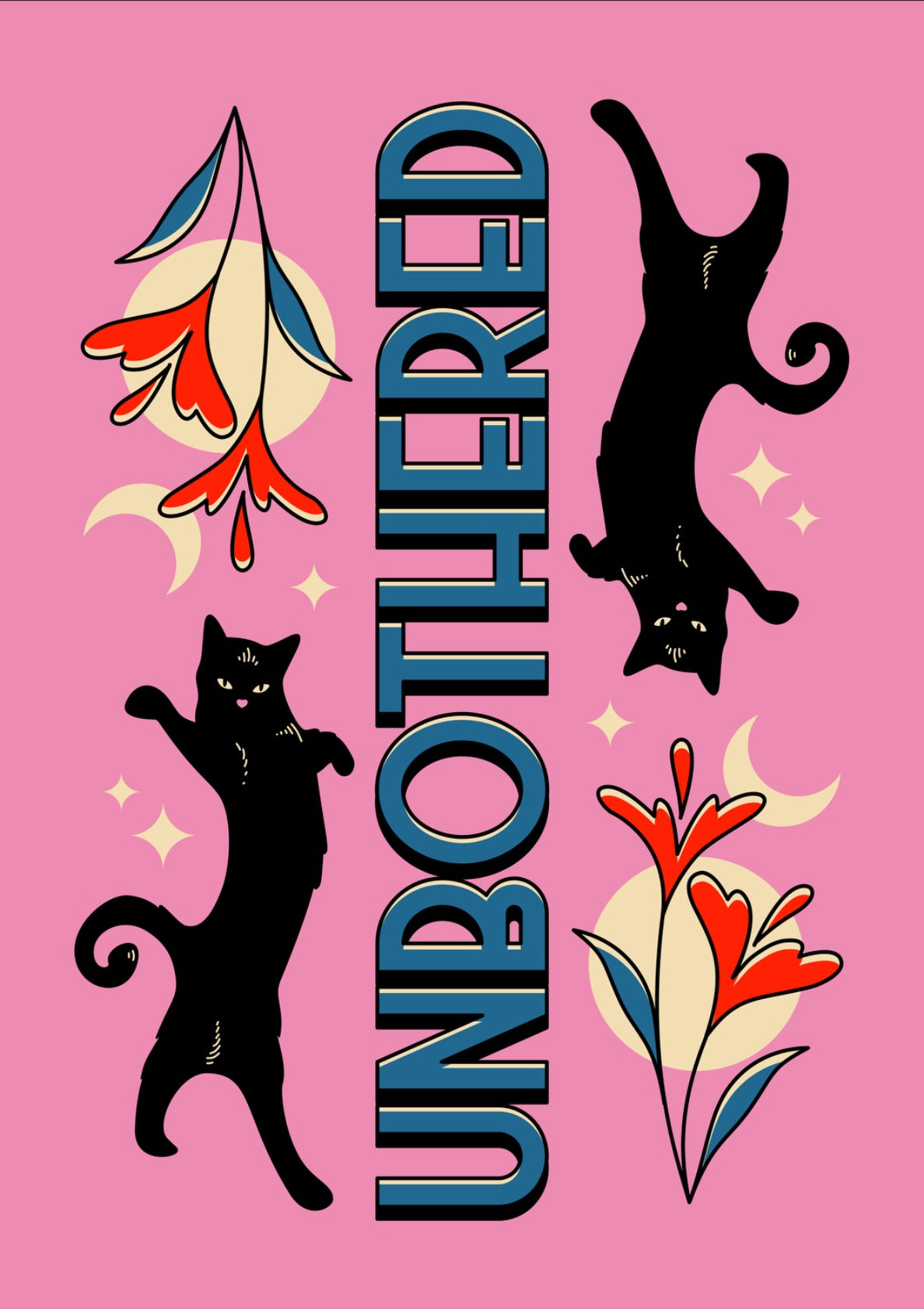 Unbothered Black Cat in pink