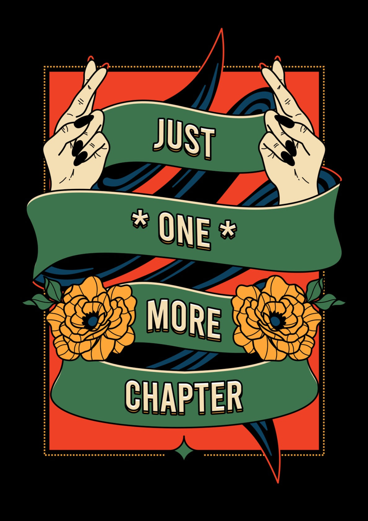 One More Chapter Bookish Print in black