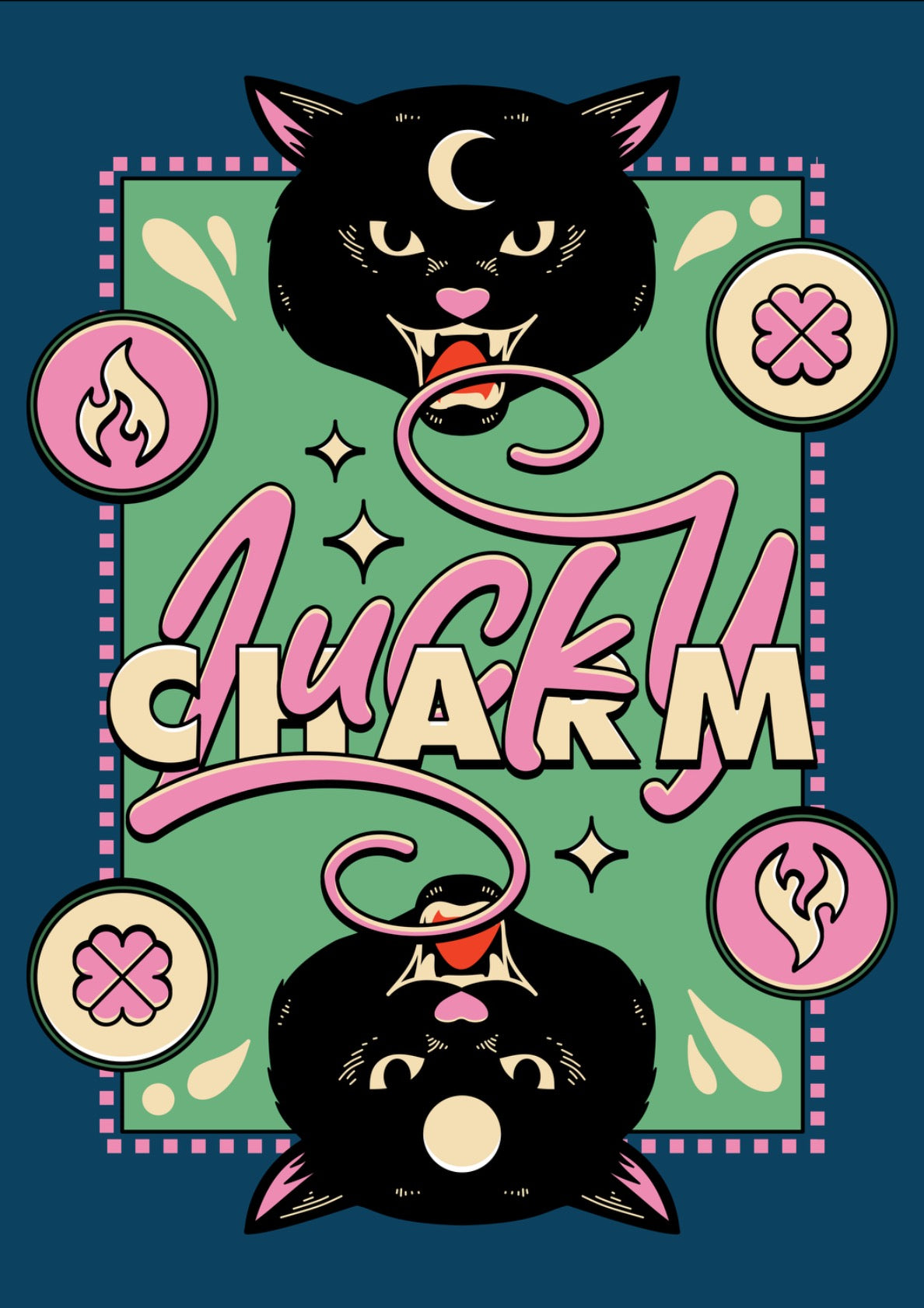 Lucky Charm Bookish Print in dark blue