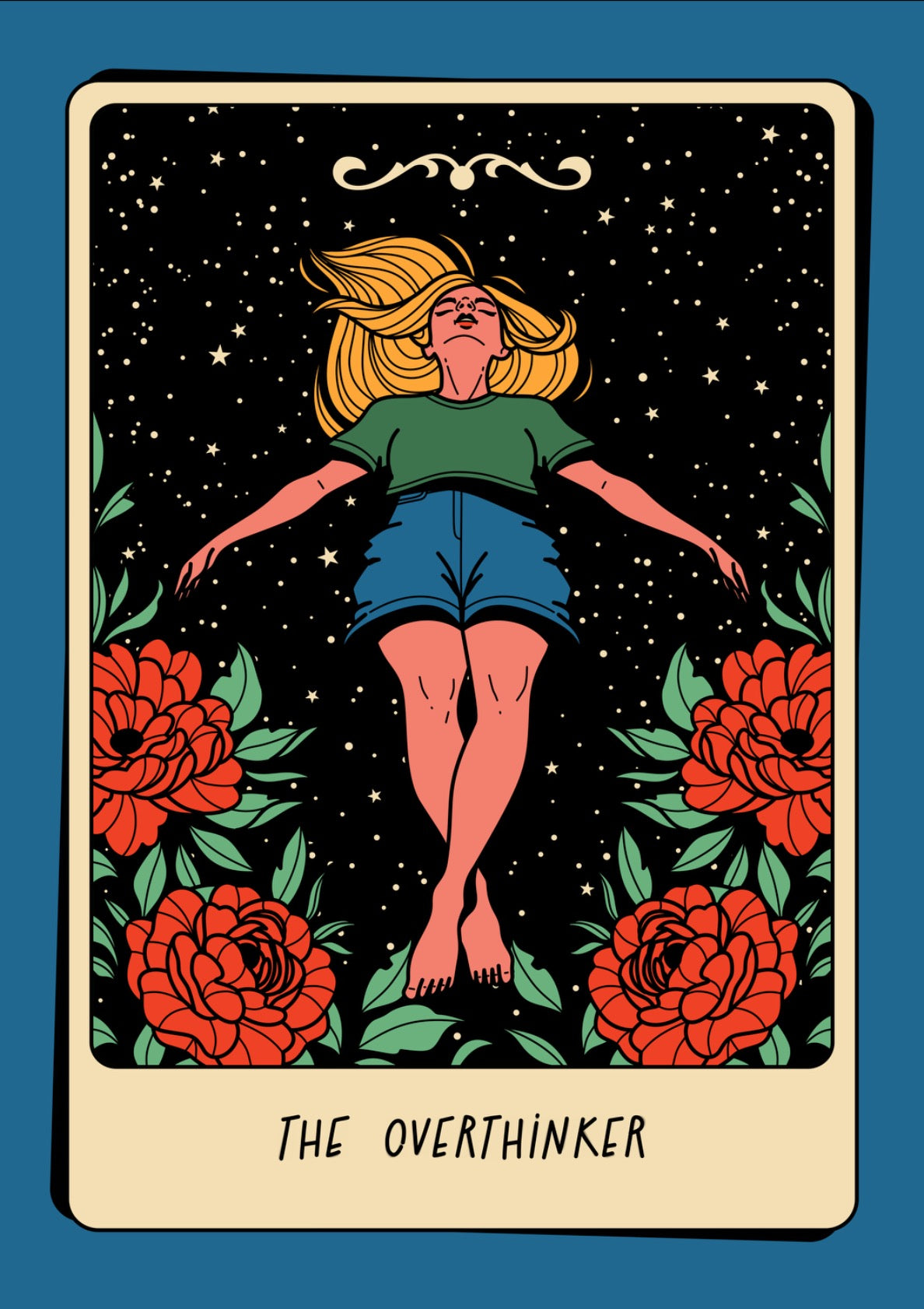 The Overthinker Bookish Print in blue