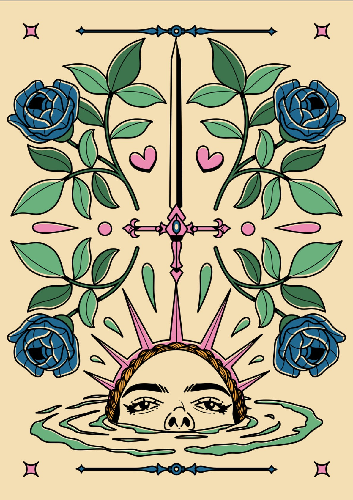 Infinite Bookish Print in beige