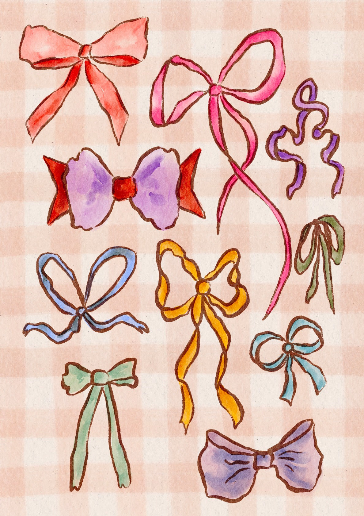 Coquette Ribbon Watercolor Art