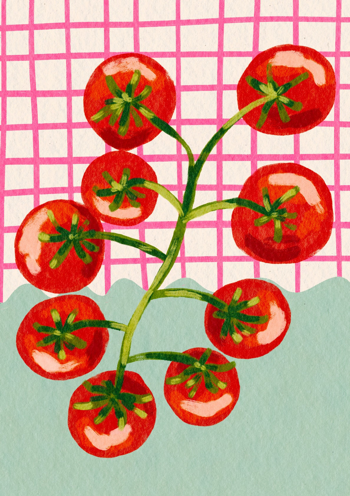 Whimsical Tomato Vine Illustration