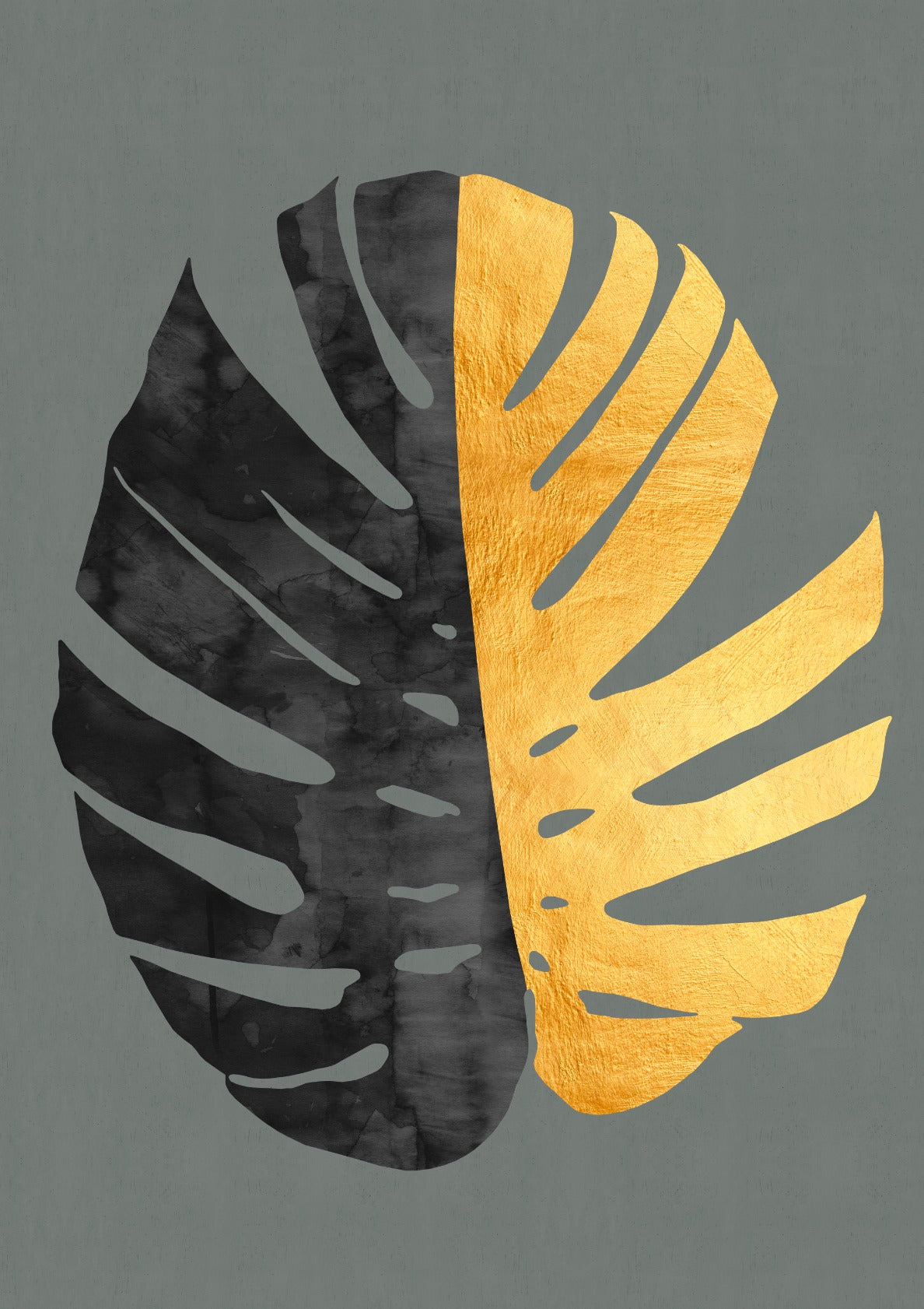Tropical leaf with gold