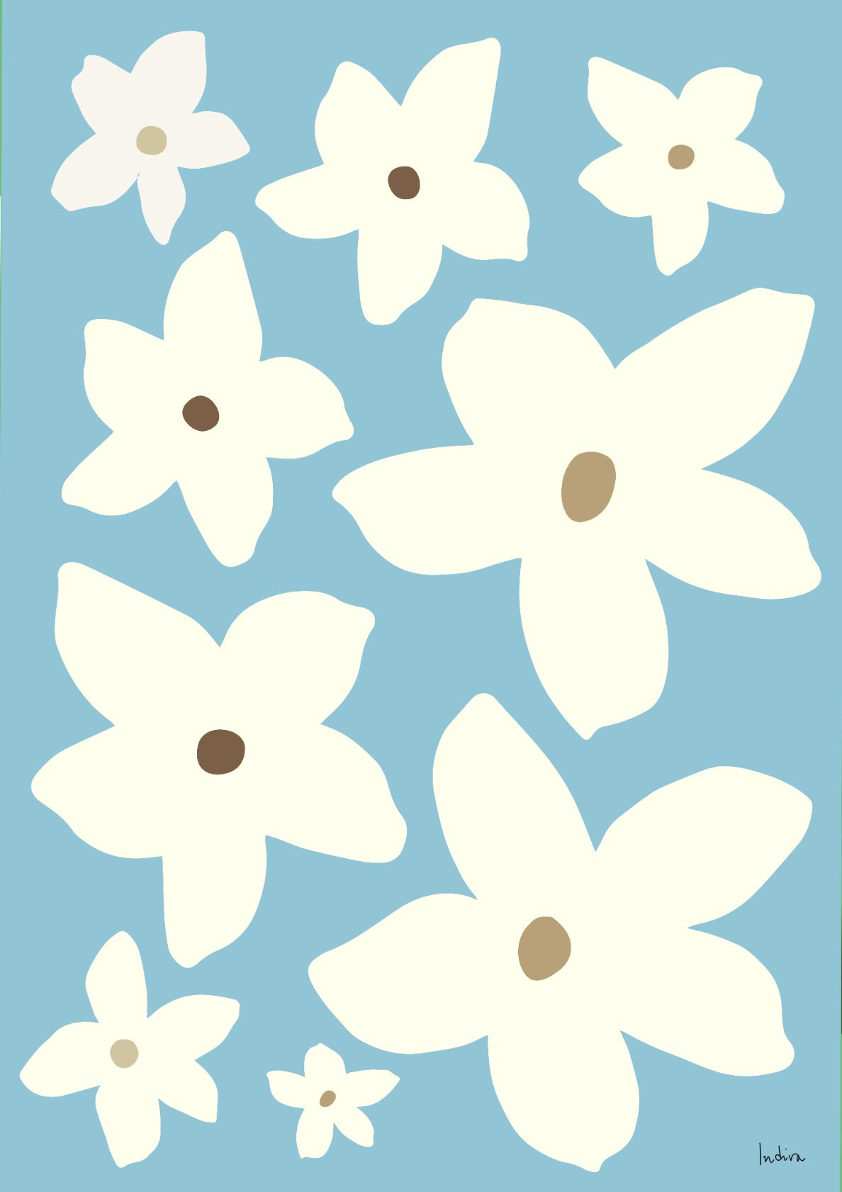 Madagascar Jasmine on light blue