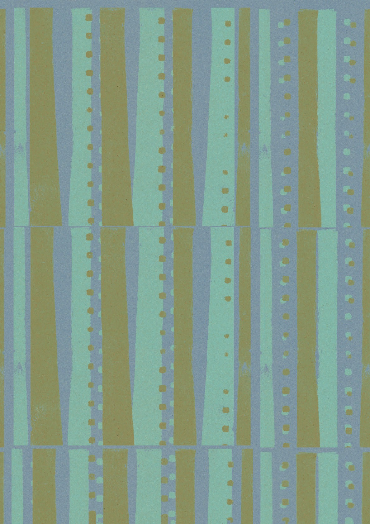 Stripes and squares in slate blue and gold.