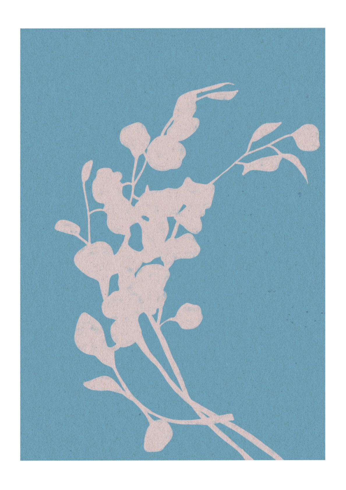 Minimalist Botanical Silhouette on Blue
