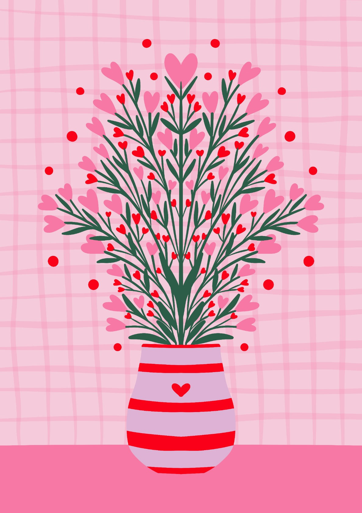 Hearts flower vase - pink