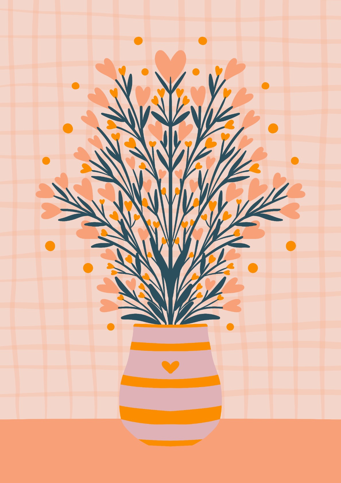 Heart flower vase - orange