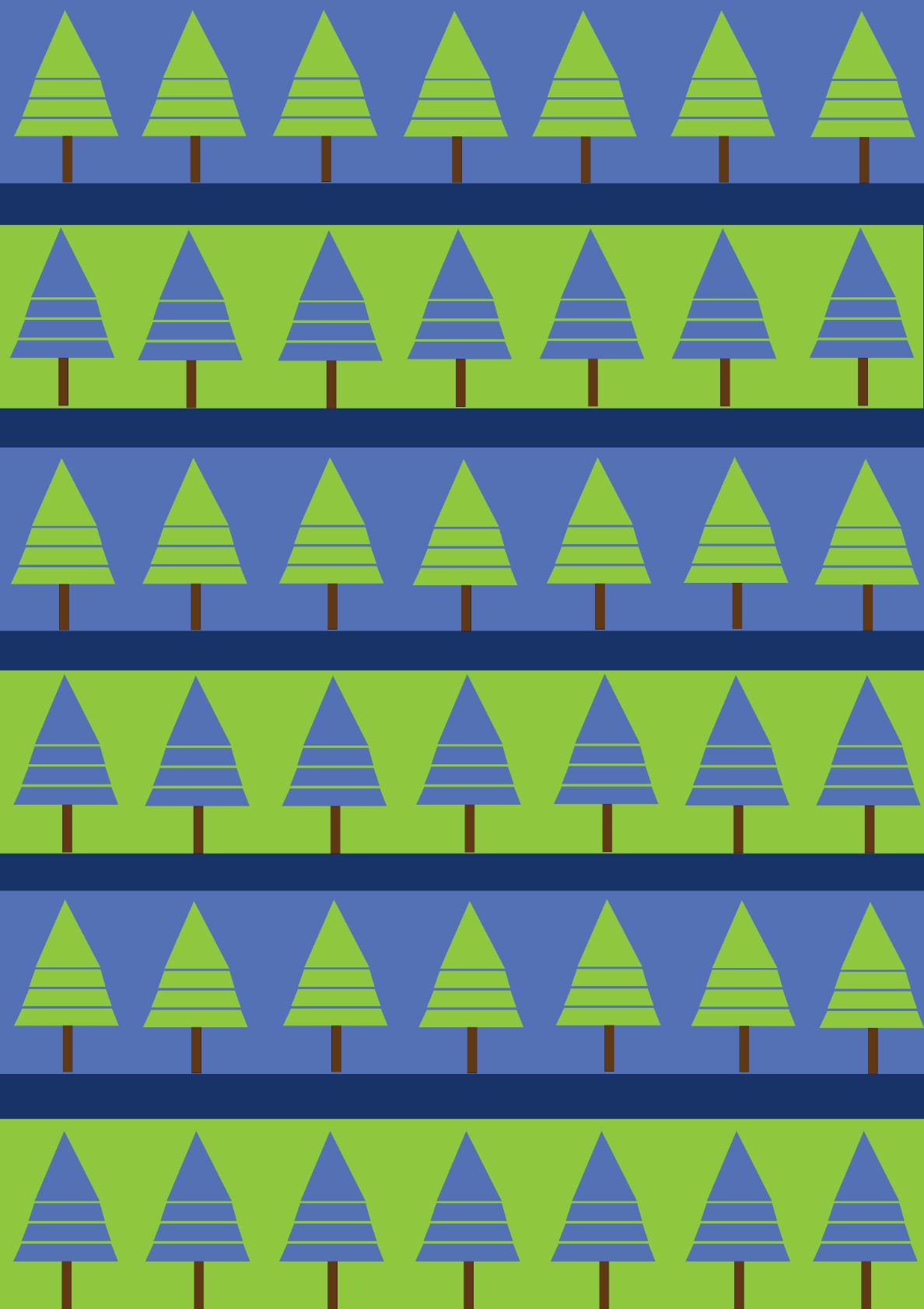 Geometric Blue Green Christmas Tree Stripes