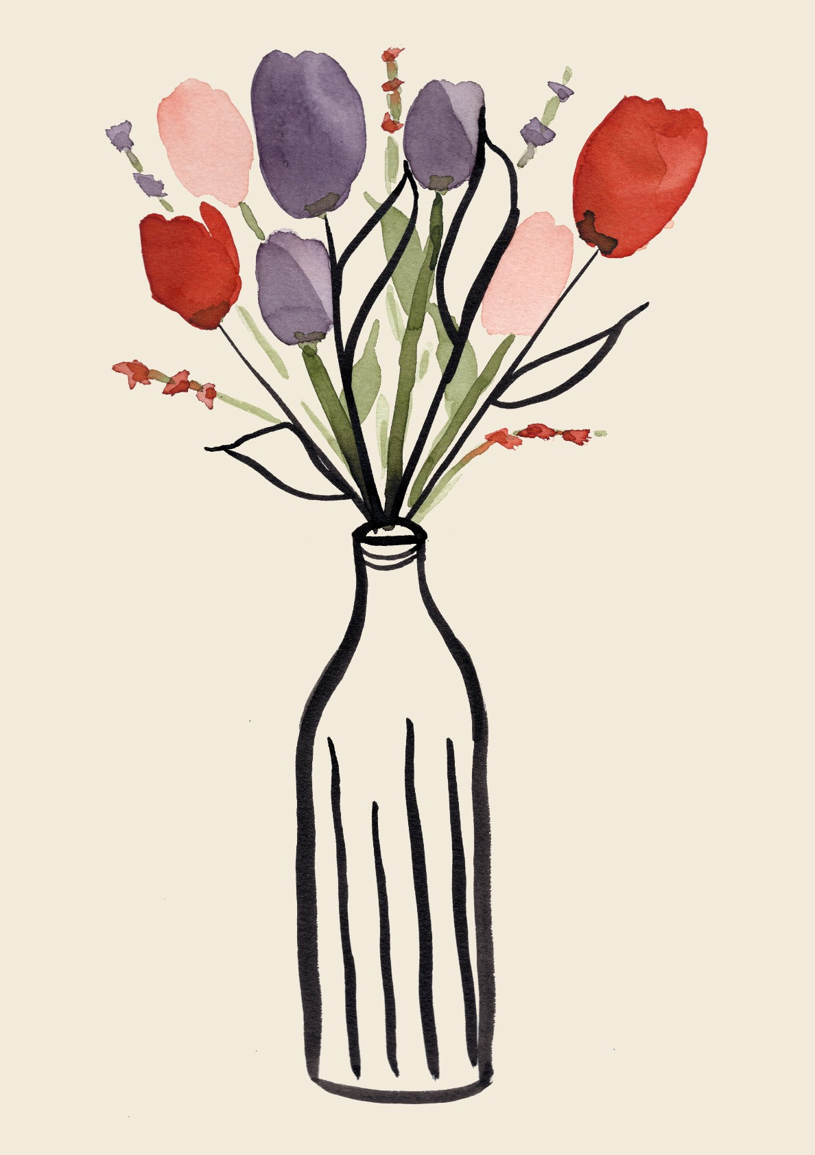 Ink Flowers in Bottle