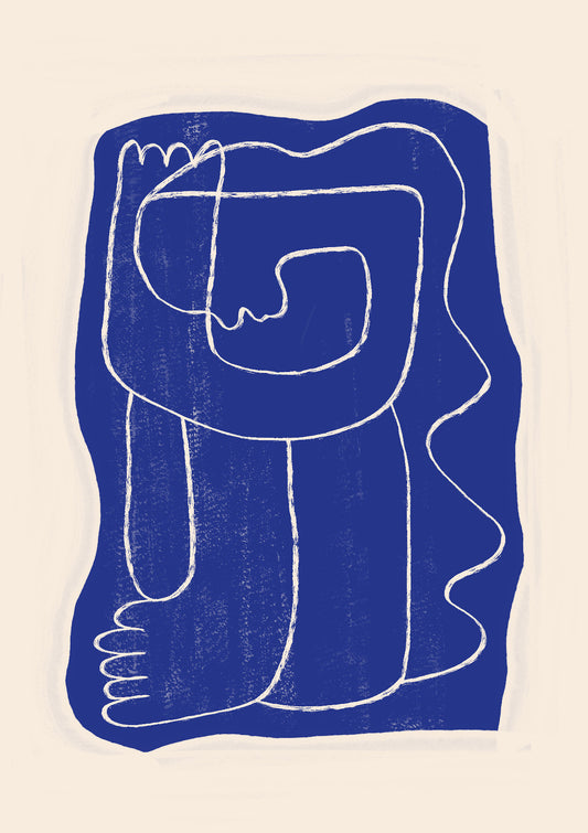 Abstract line art Figure 7  Cobalt Blue