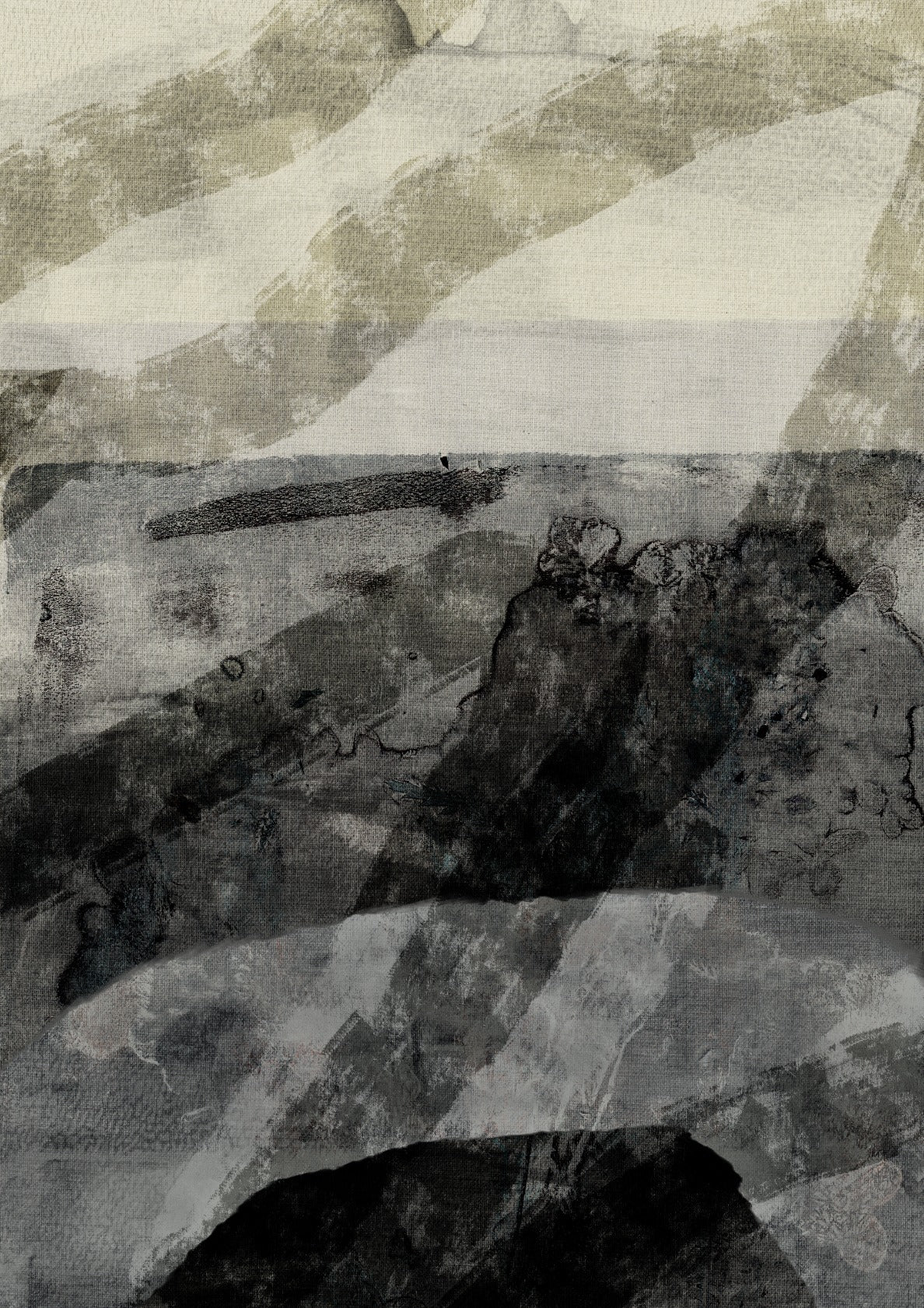 To the new horizons. Minimalist landscape in neutral colors.