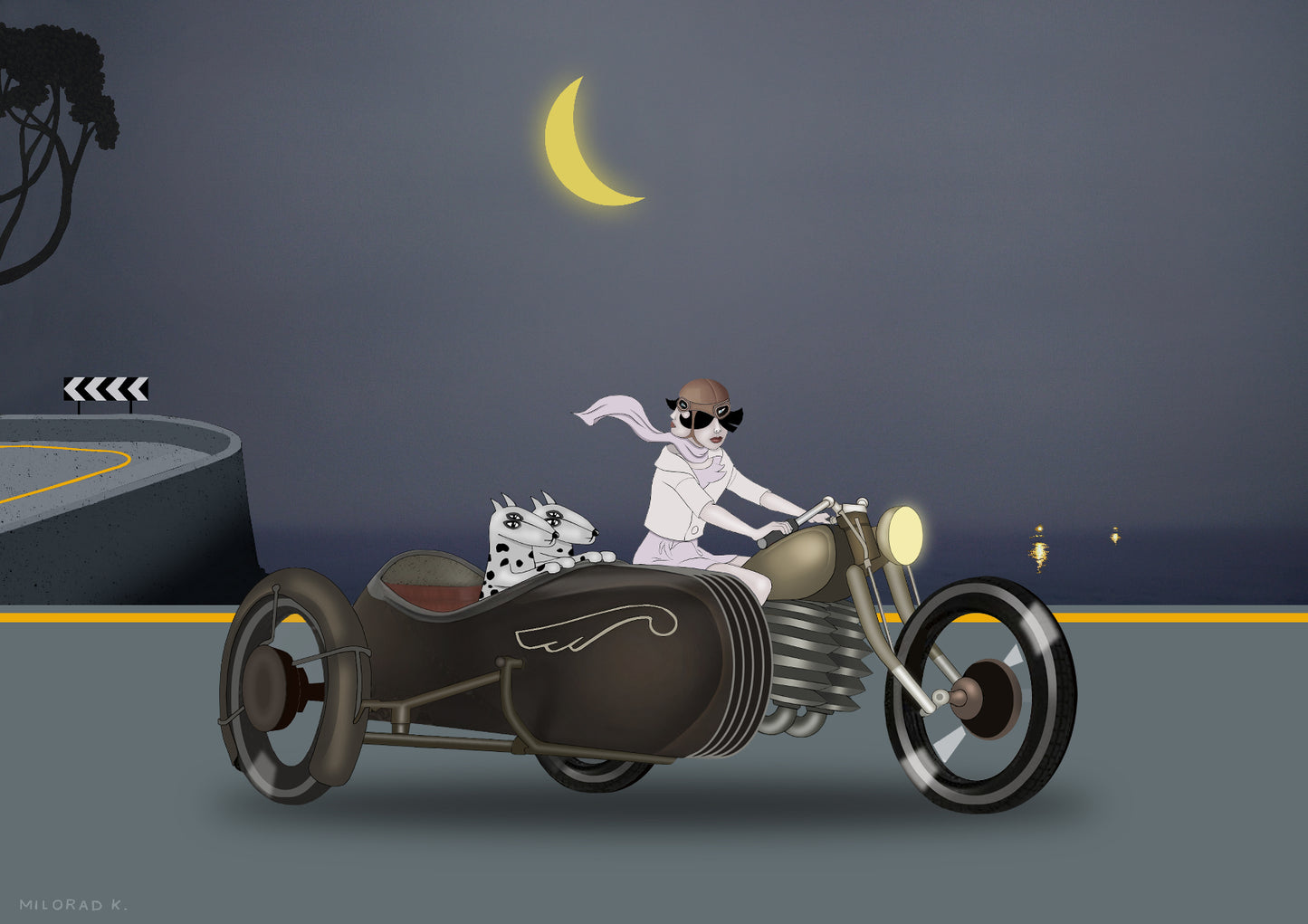 Marina riding a Harley-Davidson