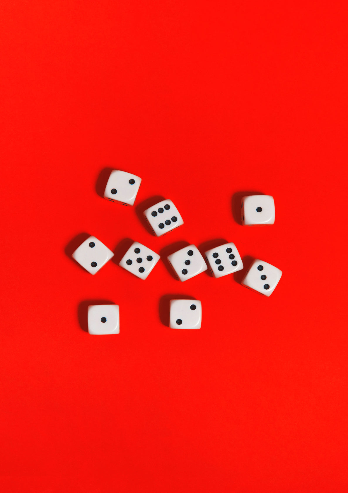 Black-and-white dices on a red background / Pop art style photo print