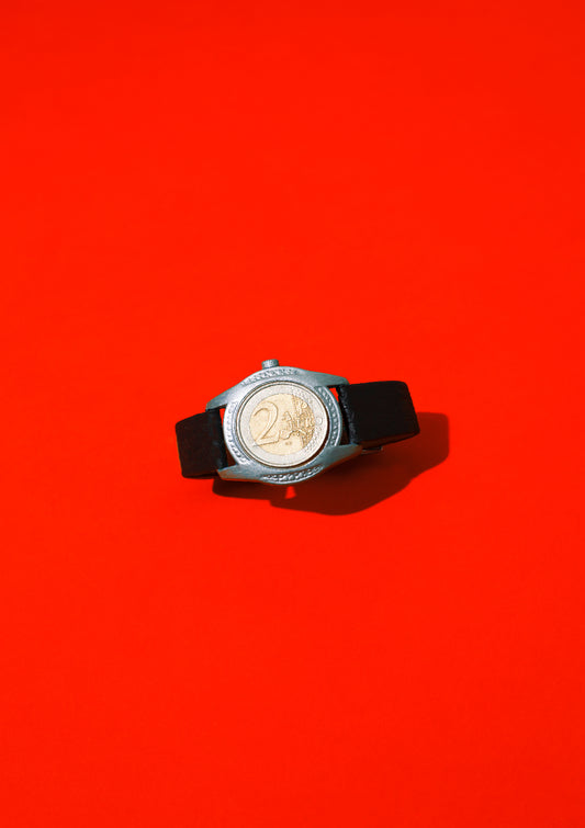 Time is money / A watch with coin as a clock face / Pop art style photo print