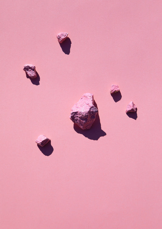 Coloured painted stones on a coloured background / Pop art style photo print