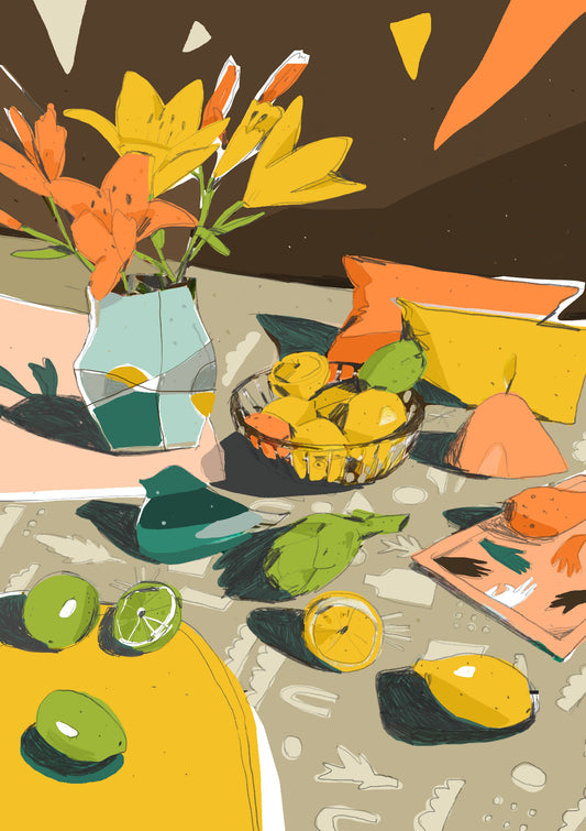 Table With Lemons Art Print