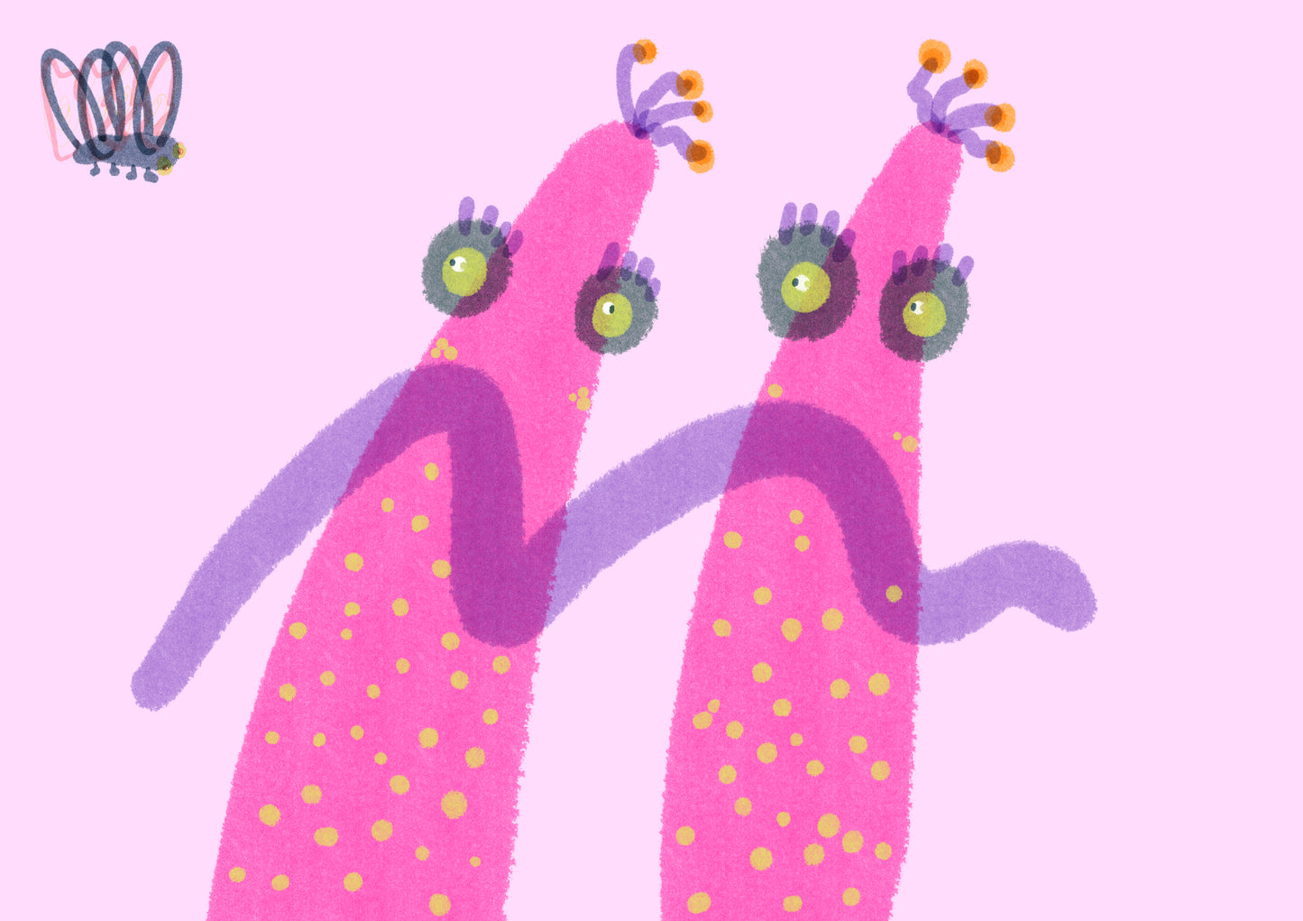 Pezzy and Pezzo see a Fly