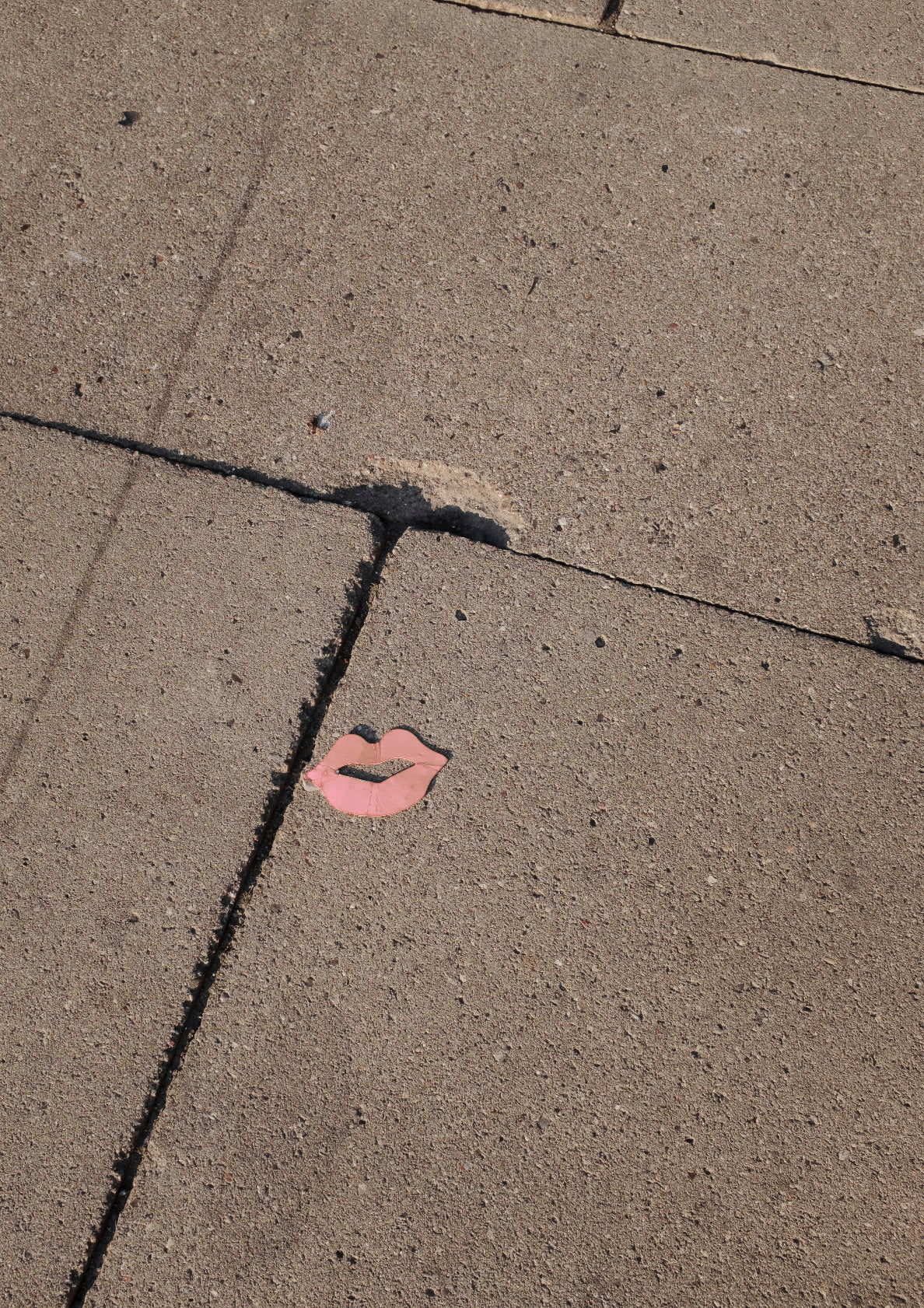 Classic nude kiss on a sidewalk / pop art style lips photo print