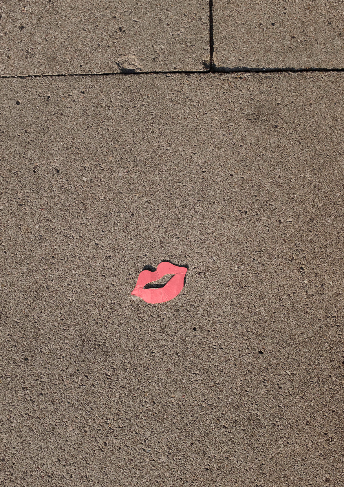 Classic nude kiss on a sidewalk / pop art style lips photo print