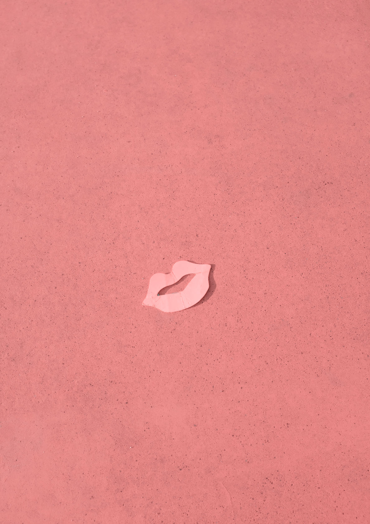 Classic nude kiss on a sidewalk / pop art style lips photo print