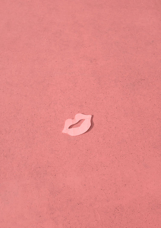 Classic nude kiss on a sidewalk / pop art style lips photo print