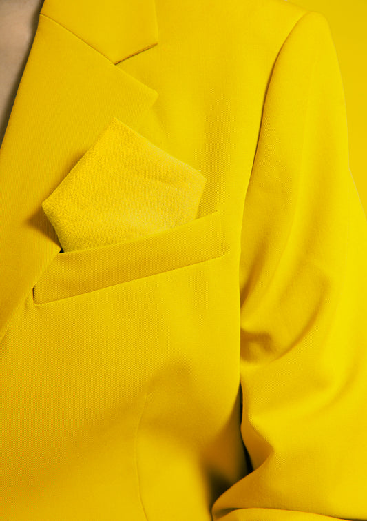 Boss lady with blazer and tissue in pocket / pop art style photo print