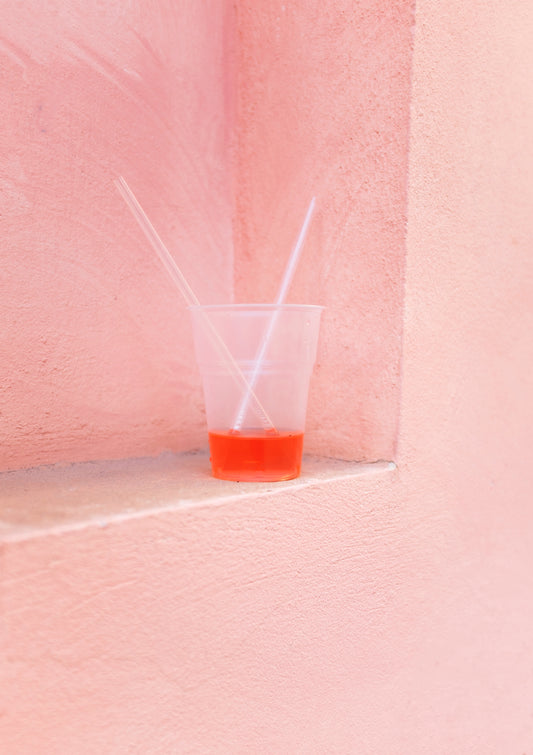 Pink drink / monochromatic minimal style photo print