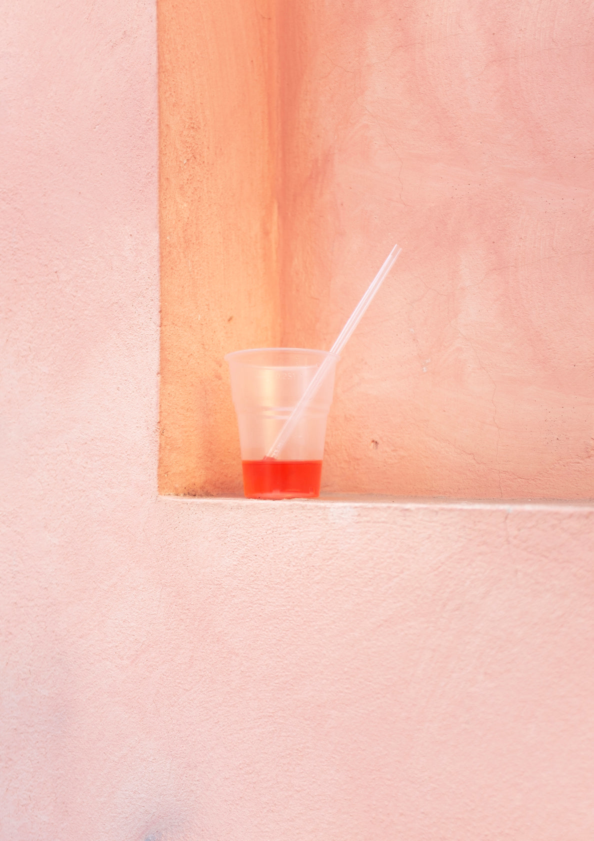 Pink drink / monochromatic minimal style photo print