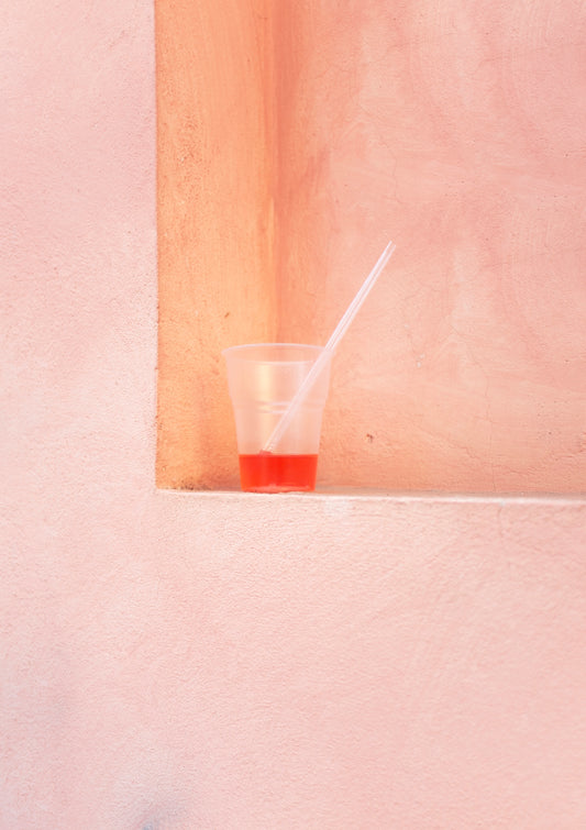 Pink drink / monochromatic minimal style photo print
