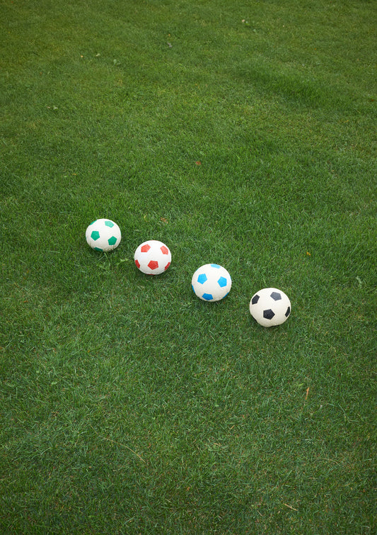 Footballs and soccerballs / minimal style photo print