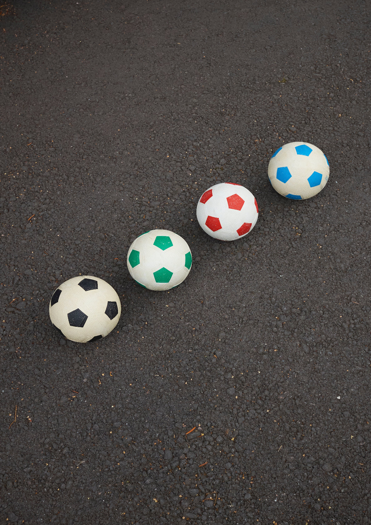 Footballs and soccerballs / minimal style photo print