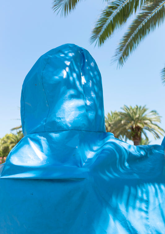 Blue creature and palms / minimal style photo print