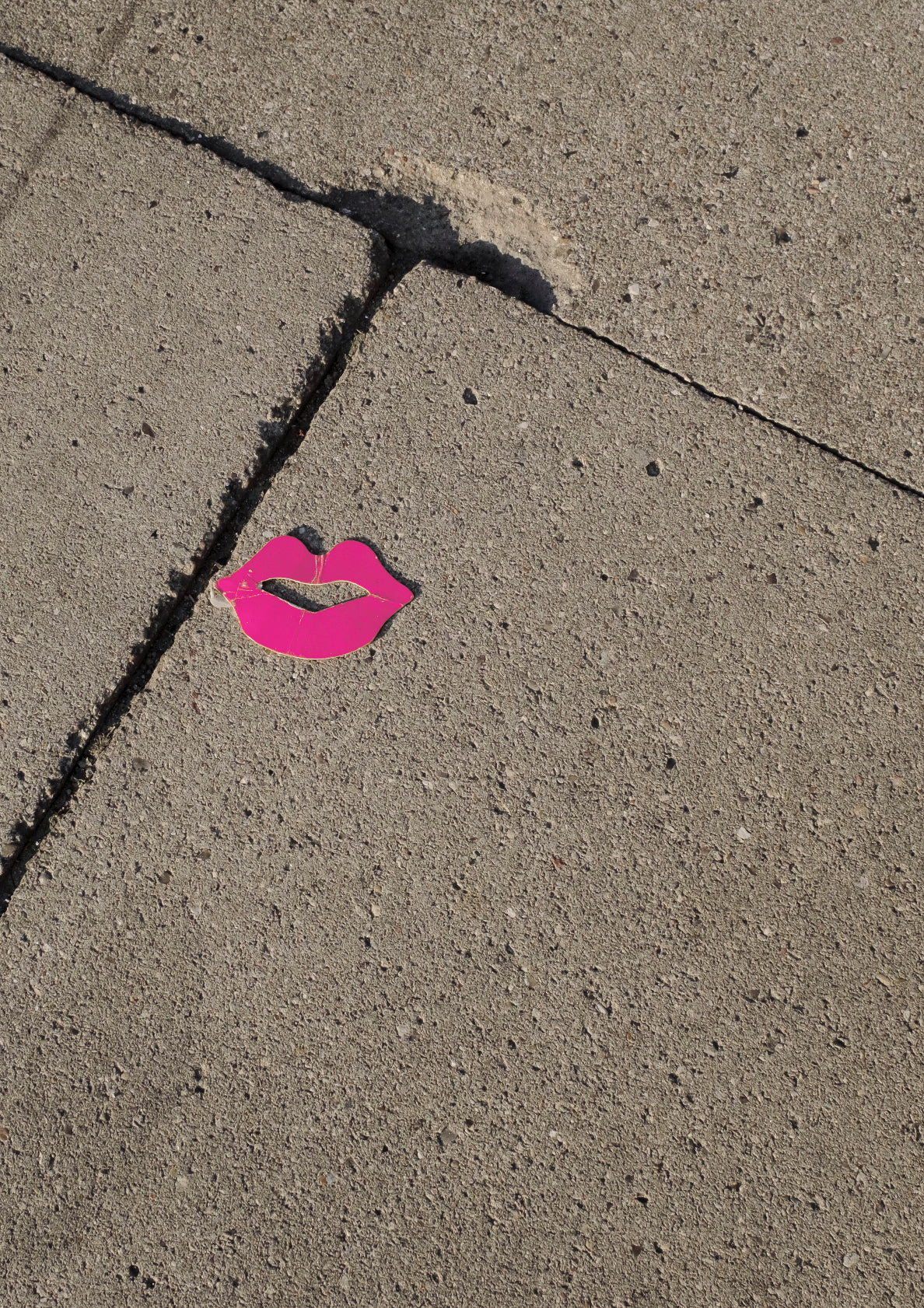 Classic pink kiss on a sidewalk / pop art style lips photo print