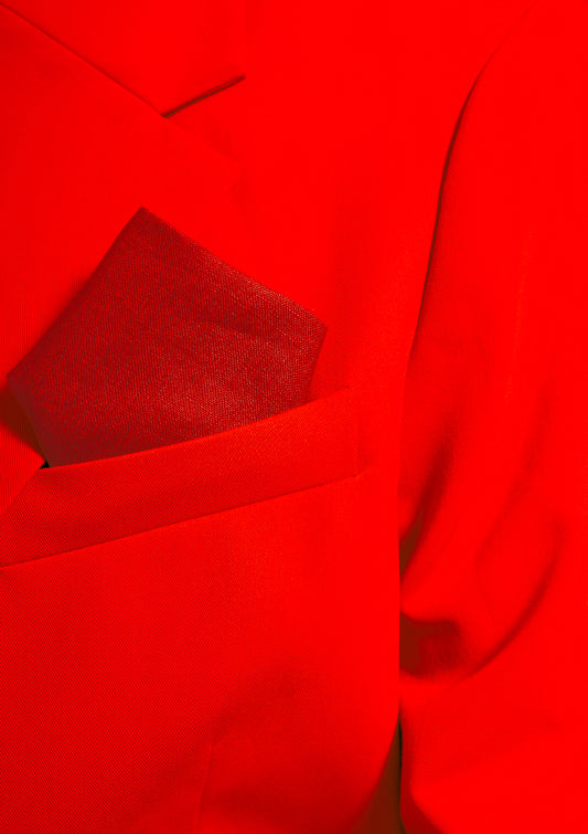 Bosslady red blazer / pop art style photo print