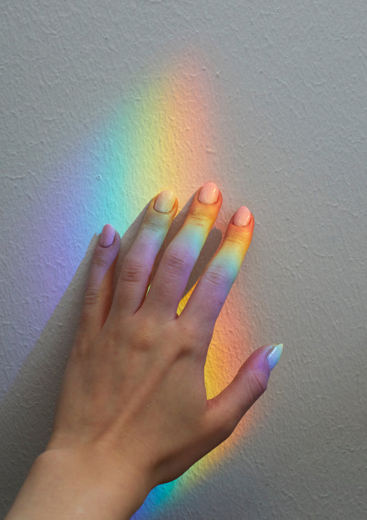 Rainbow reflection hand / minimal style photo print