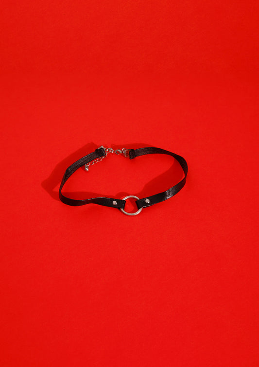 Black leather choker / pop art style photo print