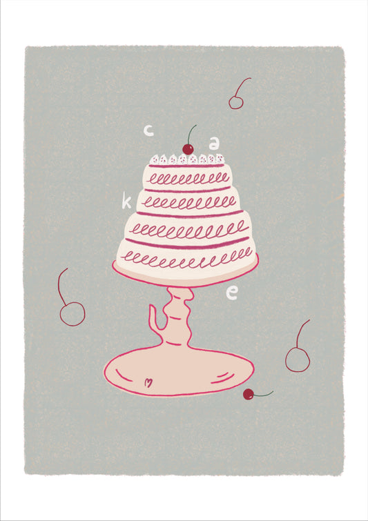 Birthday Cake with Cherries