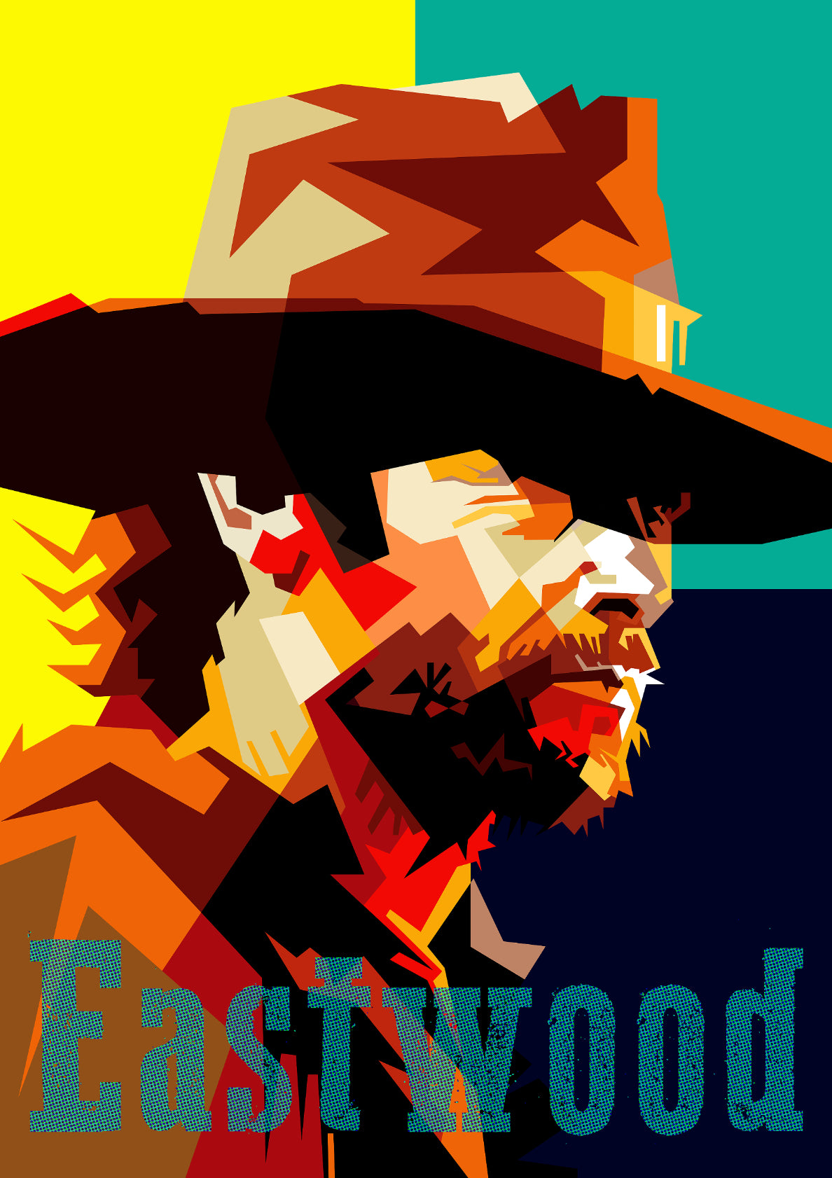 Retro Clint Eastwood Wester Hollywood Movies Pop Art WPAP