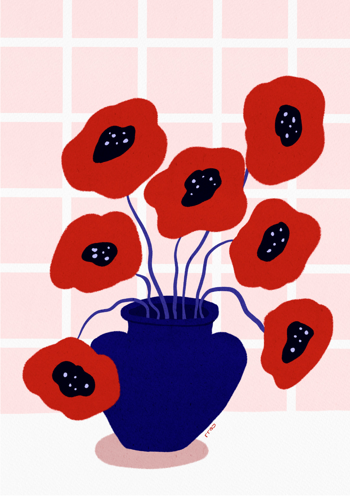 Red Poppies in a Vase