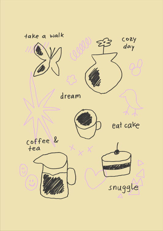 Quirky illustration of random things