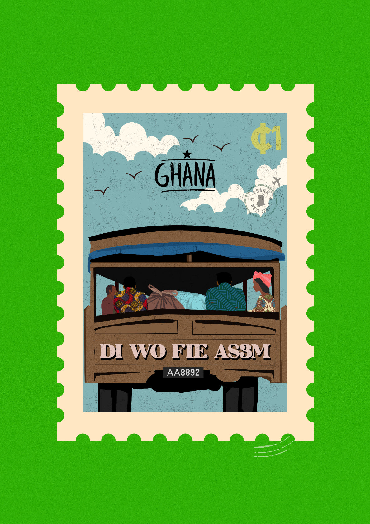 Ghana Postal Stamp Series: Boneshaker Back View