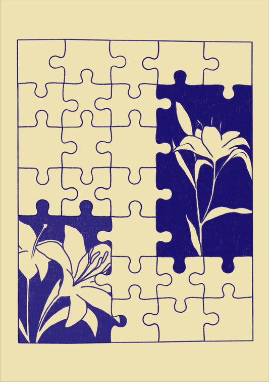 Flowers Puzzle Blue Diagonal Flowers