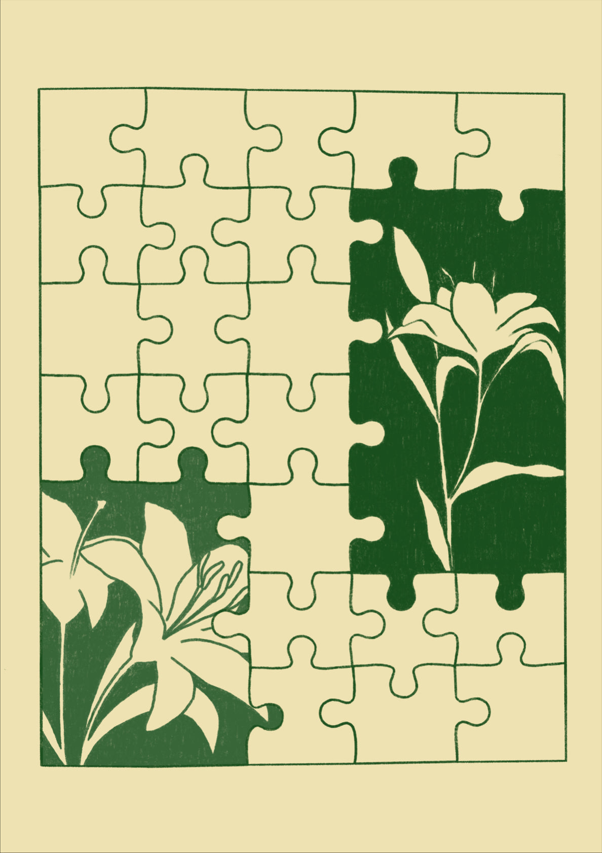 Flowers Puzzle Green Diagonal Flowers